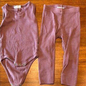 Ribbed Mauve Kids Matching Set